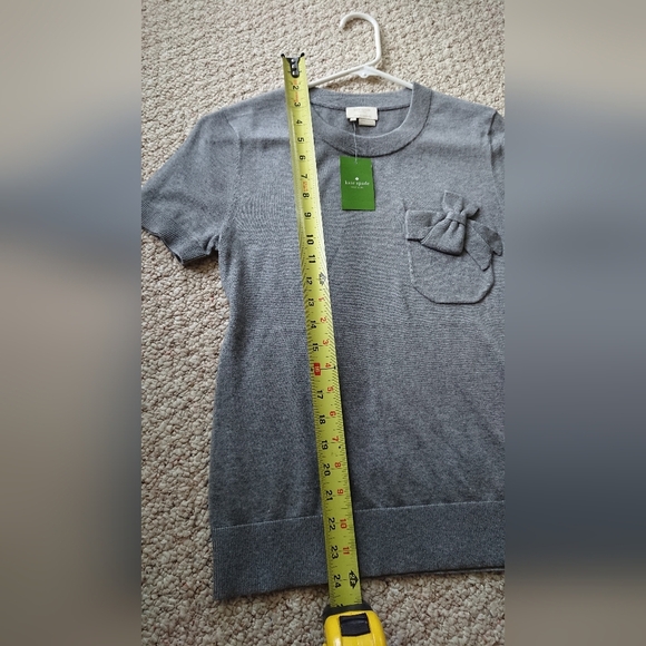 Kate Spade gray Bow detailed pocket silk and cotton Knit top size S - Picture 4 of 10